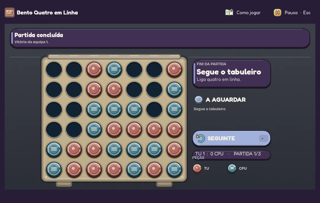 Uma partida de Bento Quatro em Linha